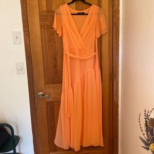 Ralph Lauren Crinkled Georgette Gown